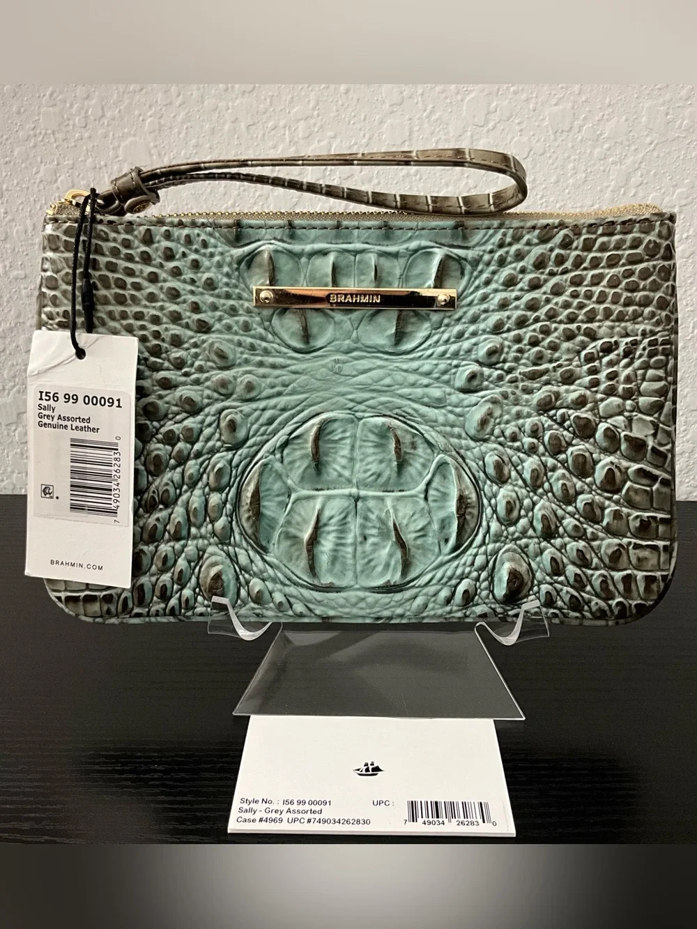 Brahmin Sally BLUEBELL OMBRÉ MELBOURNE Leather Wristlet Cosmetic Bag